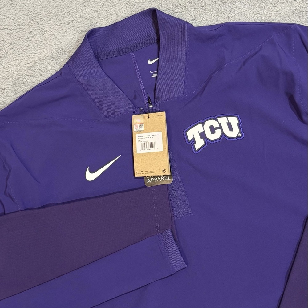 Nike Team Issued Men L TCU Football Coaches Sideline 1/4 Zip Jacket Royal Purple